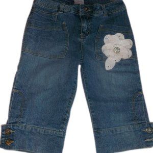 ---  Vintage Denim Capris with Flower Girl Size 7